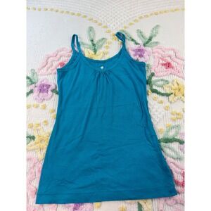 Banana Republic Teal Blue Gathered Neck Cami‎ Tank Top Women's Size L